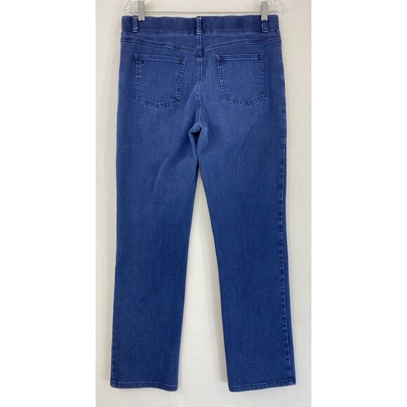Betabrand Denim Jean Jeggings Pull On Pant Large Straight Leg Stretch Blue - Picture 2 of 9